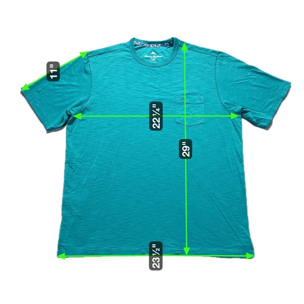 Tommy Bahama Men’s Large Teal T-Shirt Marlin Logo Pocket Short Sleeve - Picture 3 of 4